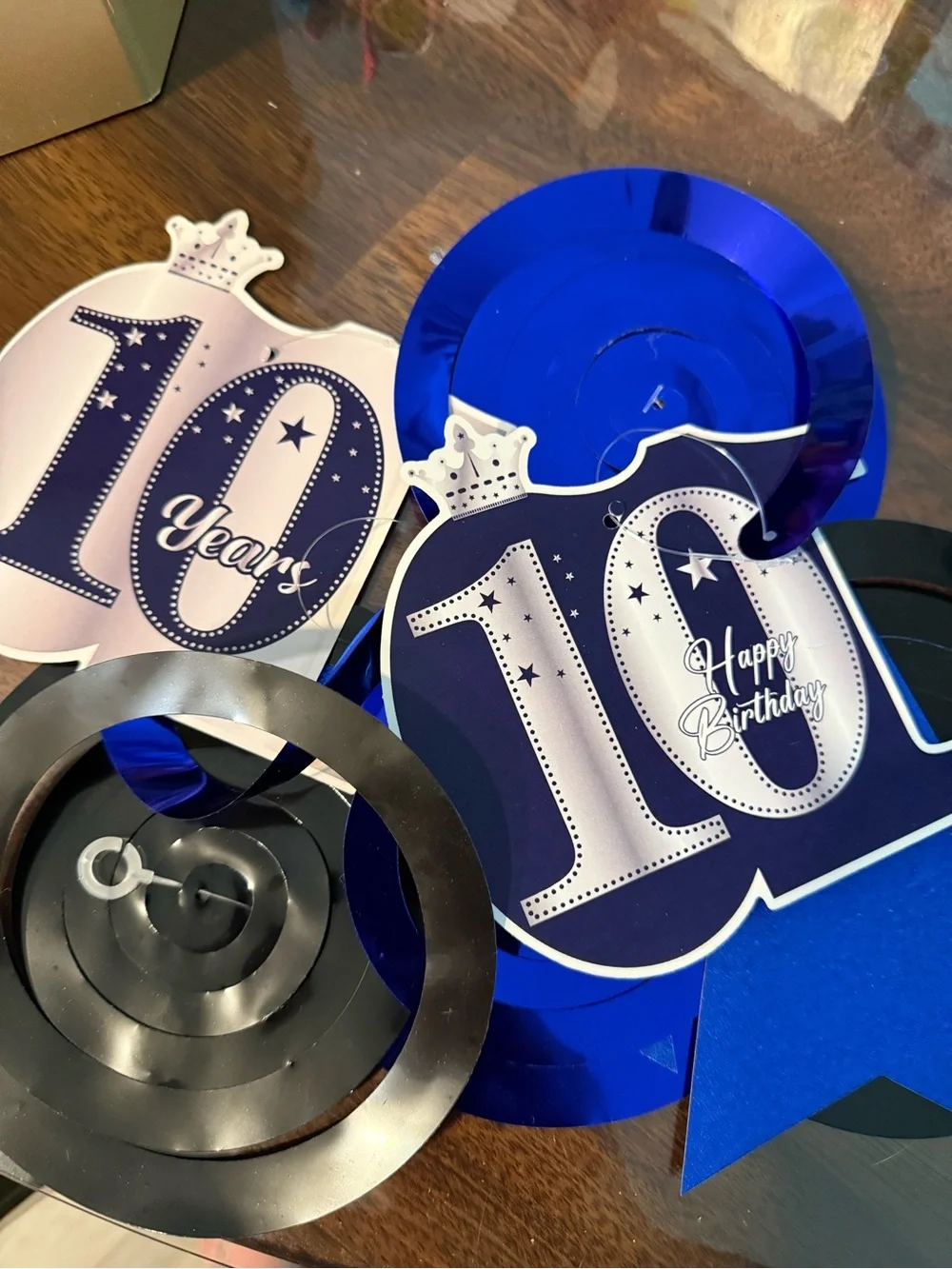 Blue & Silver 'Happy 10th Birthday' Vertical Banner - With Party Decorations